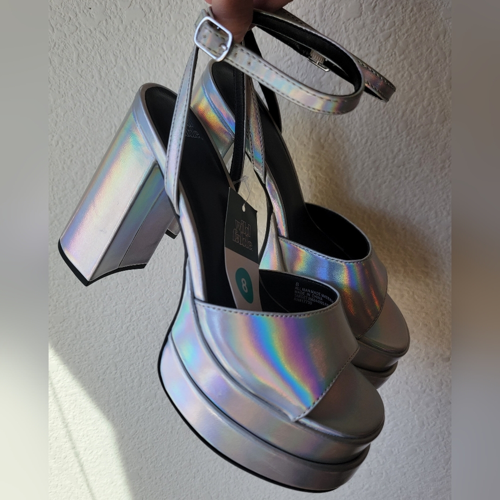 Wild Fable holographic Alessia platform chunky heels